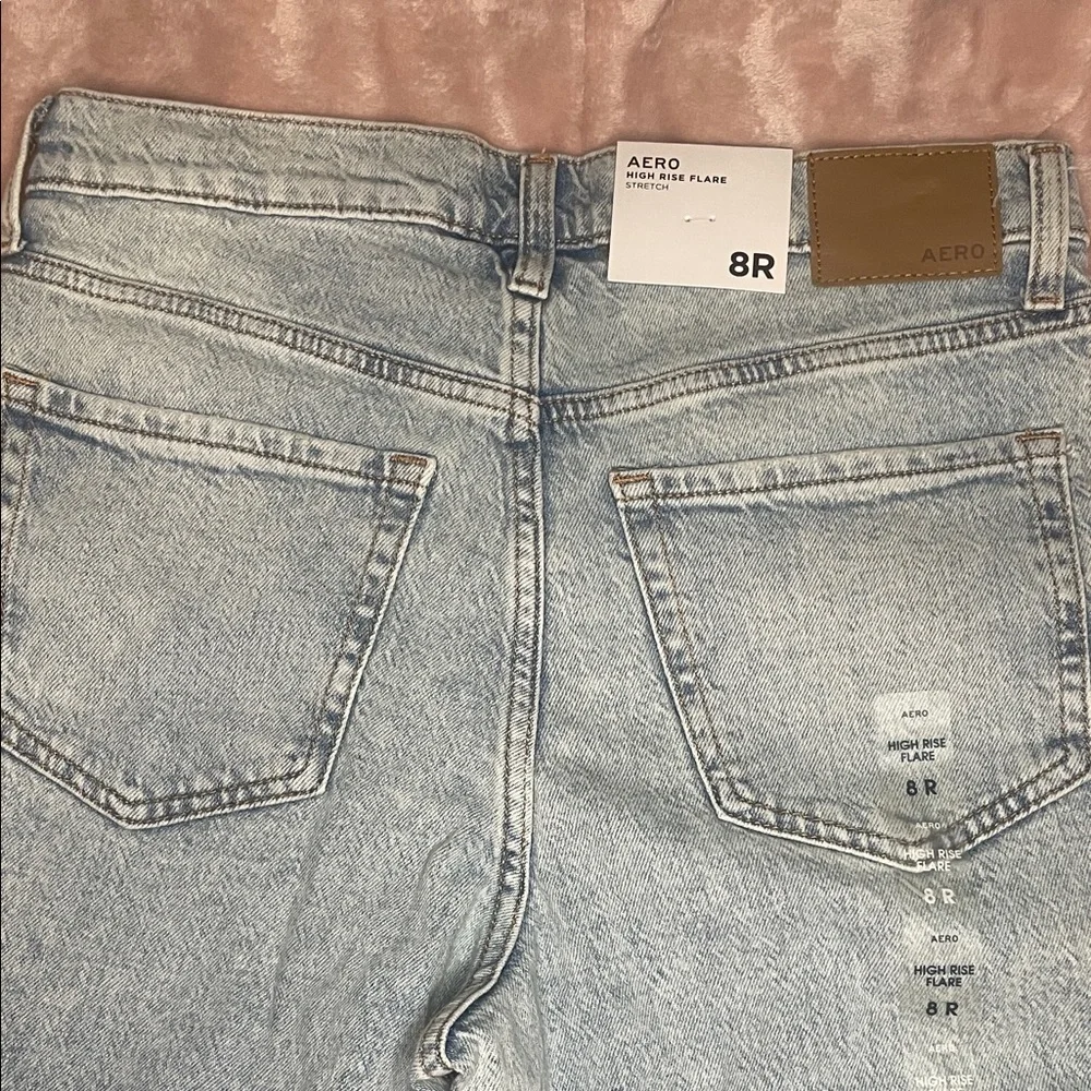 Aeropostale Light Blue Distressed Flare Jeans - Picture 4 of 5